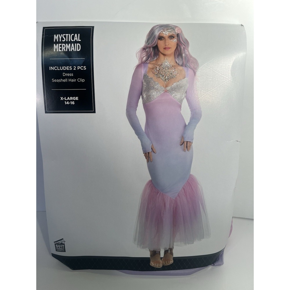 NWT Womens Mermaid Costume XL 14-16 Sequin Dress Halloween 2 Piece Adult